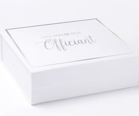 Will You Be our Officiant? Proposal Box White -  Border - No ribbon