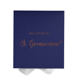 Will You Be My Jr Groomswoman? Proposal Box Navy w/ White Bow - No Border