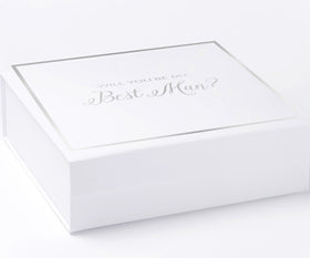 Will You Be My Best man? Proposal Box White -  Border - No ribbon