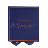 Will You Be My jr groomsman? Proposal Box Navy -  Border