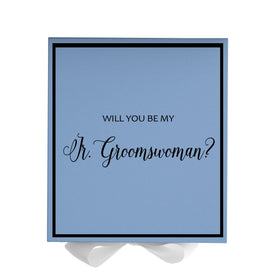 Will You Be My Jr Groomswoman? Proposal Box Light Blue w/ white Bow-  Border