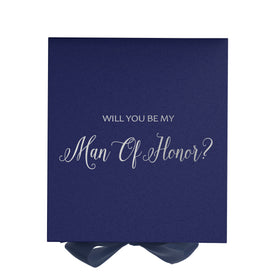 Will You Be My Man of Honor? Proposal Box Navy - No Border