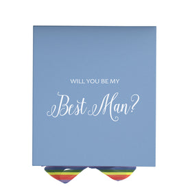 Will You Be My Best man? Proposal Box light blue - No Border - Rainbow Ribbon