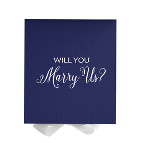 Will You Marry Us?? Proposal Box Navy w/ White Bow - No Border