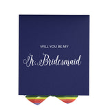 Will You Be My Jr Bridesmaid? Proposal Box Navy - No Border - Rainbow Ribbon