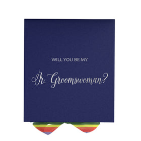 Will You Be My Jr Groomswoman? Proposal Box Navy - No Border - Rainbow Ribbon