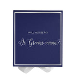 Will You Be My Jr Groomswoman? Proposal Box Navy w/ White Bow -  Border