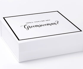 Will You Be My groomswoman? Proposal Box White -  Border - No ribbon