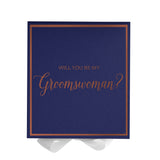 Will You Be My groomswoman? Proposal Box Navy w/ White Bow -  Border