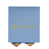 Will You Be My maid of honor? Proposal Box light blue - No Border - Rainbow Ribbon