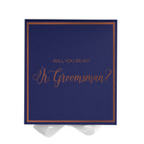 Will You Be My jr groomsman? Proposal Box Navy w/ White Bow -  Border