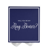 Will You Be My Ring Bearer? Proposal Box Navy w/ White Bow -  Border