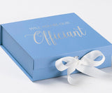 Will You Be our Officiant? Proposal Box Light Blue w/ white Bow- No Border