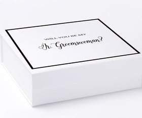 Will You Be My Jr Groomswoman? Proposal Box White -  Border - No ribbon