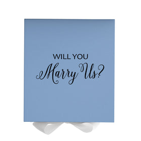 Will You Marry Us?? Proposal Box Light Blue w/ white Bow- No Border