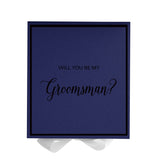 Will You Be My groomsman? Proposal Box Navy w/ White Bow -  Border