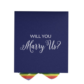 Will You Marry Us?? Proposal Box Navy - No Border - Rainbow Ribbon