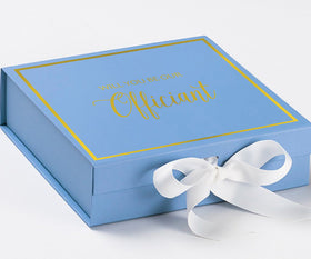 Will You Be our Officiant? Proposal Box Light Blue w/ white Bow-  Border