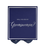 Will You Be My groomswoman? Proposal Box Navy -  Border