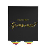 Will You Be My groomswoman? Proposal Box black - No Border - Rainbow Ribbon