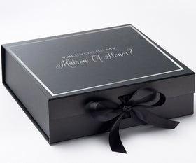 Will You Be My Matron of Honor? Proposal Box black -  Border