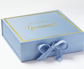 Will You Be My groomsman? Proposal Box Light Blue -  Border