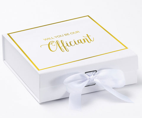 Will You Be our Officiant? Proposal Box White -  Border