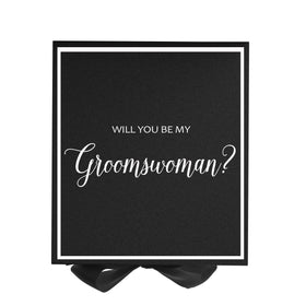 Will You Be My groomswoman? Proposal Box black -  Border