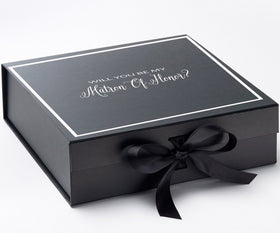 Will You Be My Matron of Honor? Proposal Box black -  Border