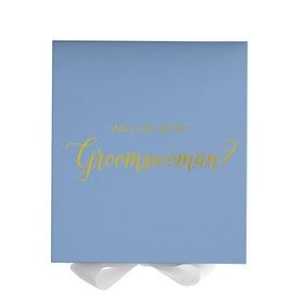 Will You Be My groomswoman? Proposal Box Light Blue w/ white Bow- No Border