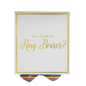 Will You Be My Ring Bearer? Proposal Box White -  Border - Rainbow Ribbon