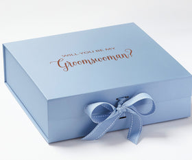 Will You Be My groomswoman? Proposal Box Light Blue - No Border