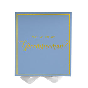 Will You Be My groomswoman? Proposal Box Light Blue w/ white Bow-  Border