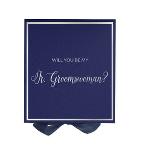 Will You Be My Jr Groomswoman? Proposal Box Navy -  Border