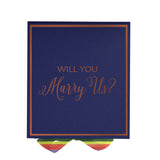 Will You Marry Us?? Proposal Box Navy -  Border - Rainbow Ribbon