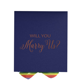 Will You Marry Us?? Proposal Box Navy - No Border - Rainbow Ribbon