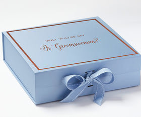 Will You Be My Jr Groomswoman? Proposal Box Light Blue -  Border