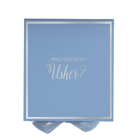 Will You Be My Usher? Proposal Box Light Blue -  Border