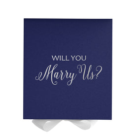 Will You Marry Us?? Proposal Box Navy w/ White Bow - No Border