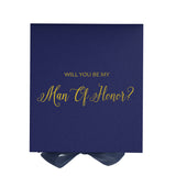 Will You Be My Man of Honor? Proposal Box Navy - No Border