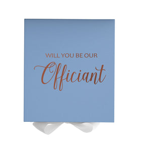 Will You Be our Officiant? Proposal Box Light Blue w/ white Bow- No Border