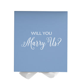 Will You Marry Us?? Proposal Box Light Blue w/ white Bow- No Border