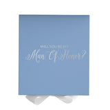 Will You Be My Man of Honor? Proposal Box Light Blue w/ white Bow- No Border