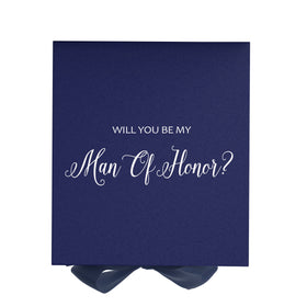 Will You Be My Man of Honor? Proposal Box Navy - No Border