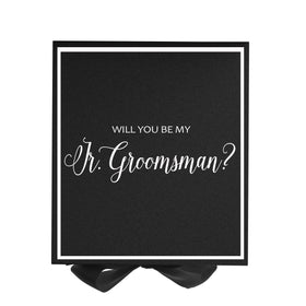 Will You Be My jr groomsman? Proposal Box black -  Border