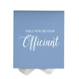 Will You Be our Officiant? Proposal Box Light Blue w/ white Bow- No Border