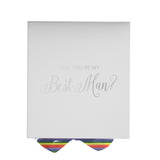 Will You Be My Best man? Proposal Box White - No Border - Rainbow Ribbon