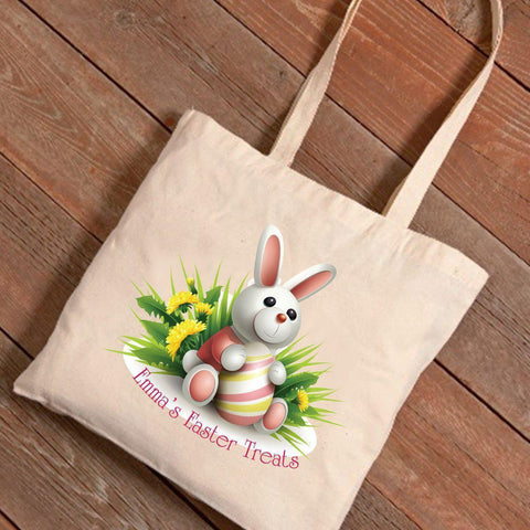 Personalized Easter Canvas Bag - Bunny Bouquet