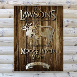 Personalized Rustic Wood Cabin Canvas Sign