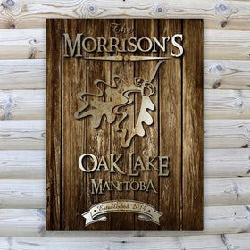 Personalized Rustic Wood Cabin Canvas Sign